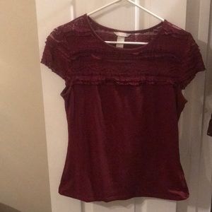 H&M Maroon Lacy Cotton Shirt